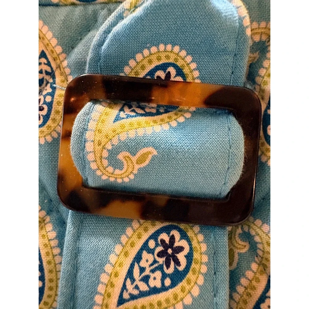 Vera Bradley Blue Paisley Quilted Satchel Handbag Top‎ Handle Tortoise Buckle